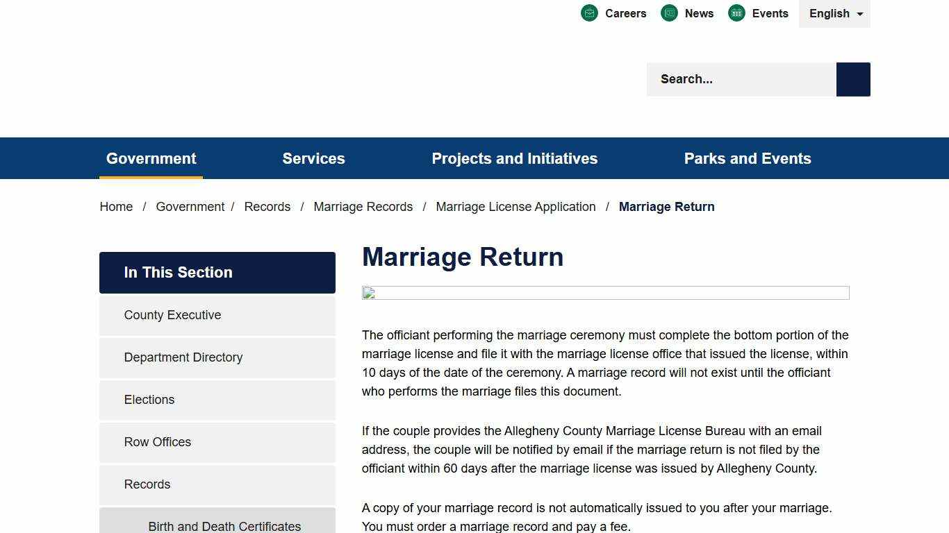 Marriage Return - Allegheny County, PA